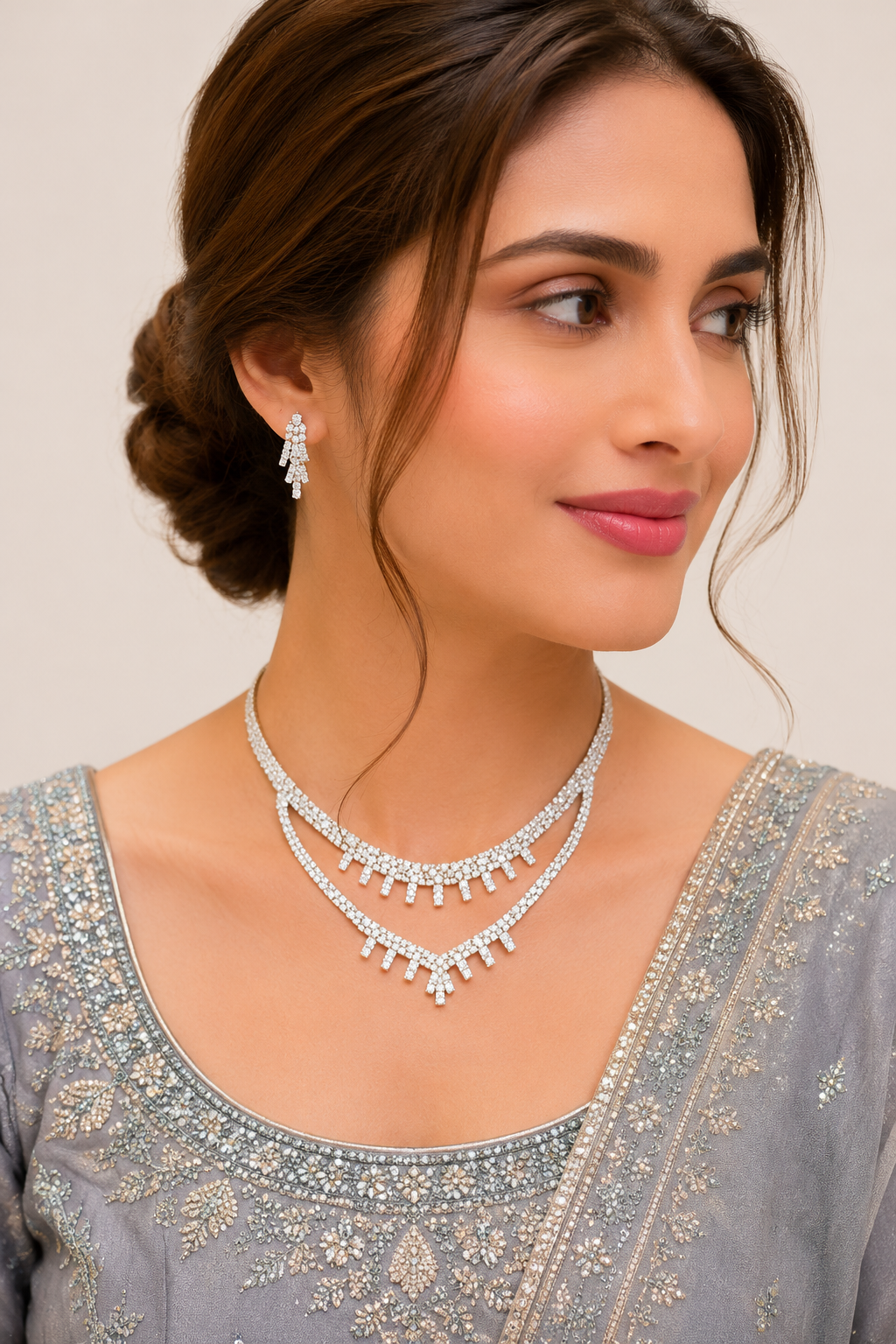 Crystal drop double-layer necklace NL 3 | Closetsecrets
