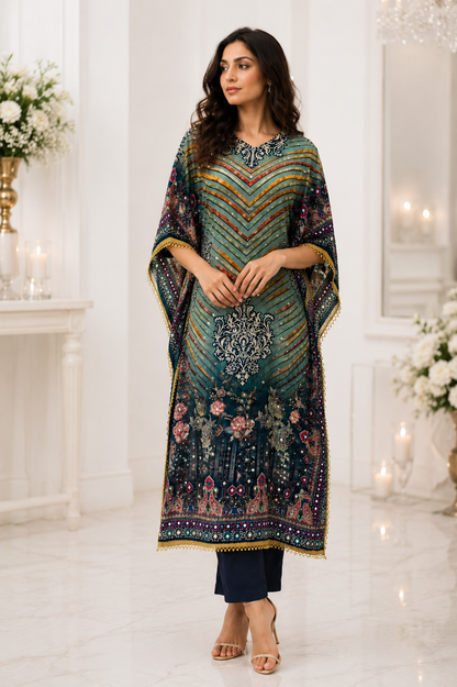 Summer Kaftan Set – Premium Chinon Kaftan + Cotton Inner & Bottom