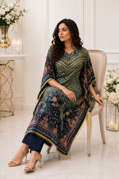 Summer Kaftan Set – Premium Chinon Kaftan + Cotton Inner & Bottom
