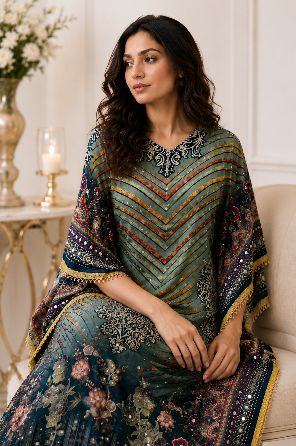 Summer Kaftan Set – Premium Chinon Kaftan + Cotton Inner & Bottom