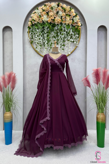 Foux georgette suit with duptta Maroon