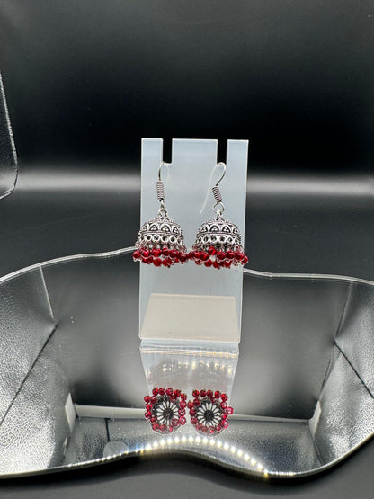 Red Pearl Drop Jhumkas ER 16 | Closetsecrets