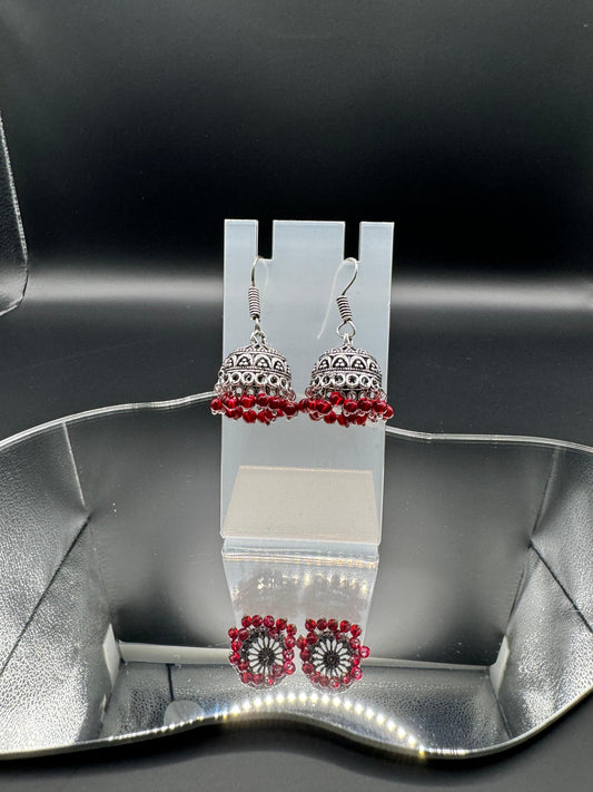 Red Pearl Drop Jhumkas ER 16 | Closetsecrets