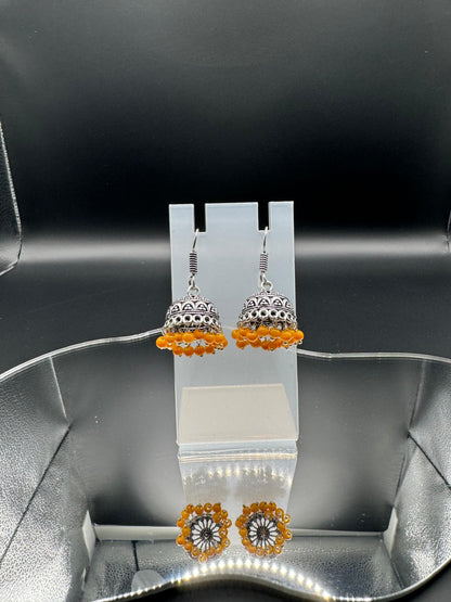 Orange Pearl Drop Jhumkas ER 18 | Closetsecrets