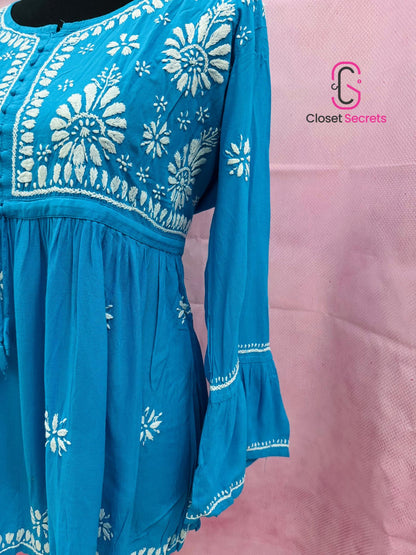 Mulmul Cotton Frock Kurti with Chikankari Embroidery