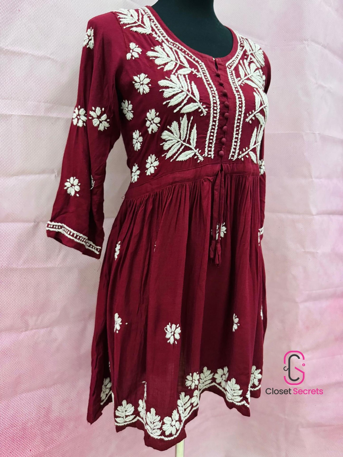 Mulmul Cotton Frock Kurti with Chikankari Embroidery