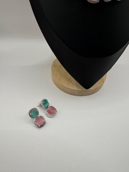 Vibrant Multicolor Crystal Necklace & Earrings Set