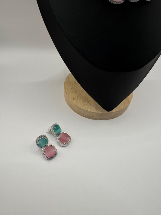 Vibrant Multicolor Crystal Necklace & Earrings Set