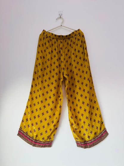 Mustard Printed Suit Set – 3 Piece Crepe Silk Touch