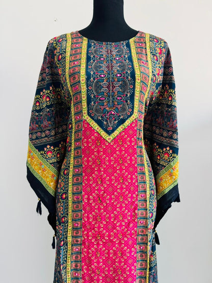 Multicolor Printed 2-Piece Kaftan Set with Cotton Bottom