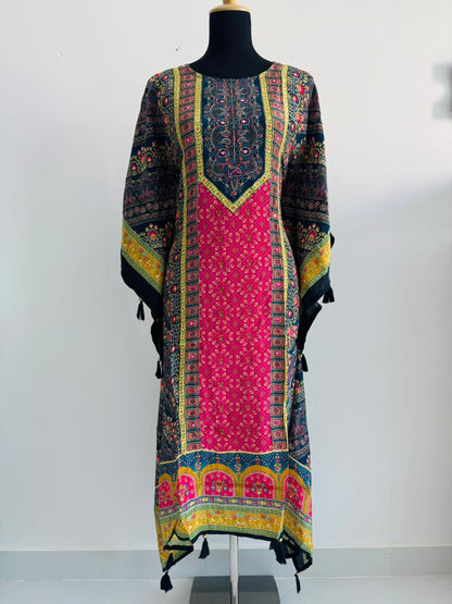 Multicolor Printed 2-Piece Kaftan Set with Cotton Bottom