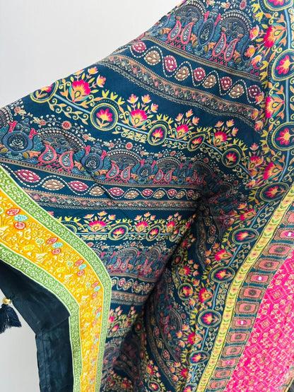 Multicolor Printed 2-Piece Kaftan Set with Cotton Bottom