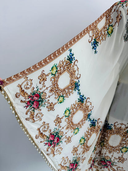 Silk-Touch Kaftan with Cotton Sharara