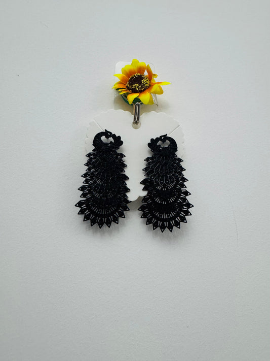 Peacock Earrings in Black Finish – Elegant Statement Jewellery