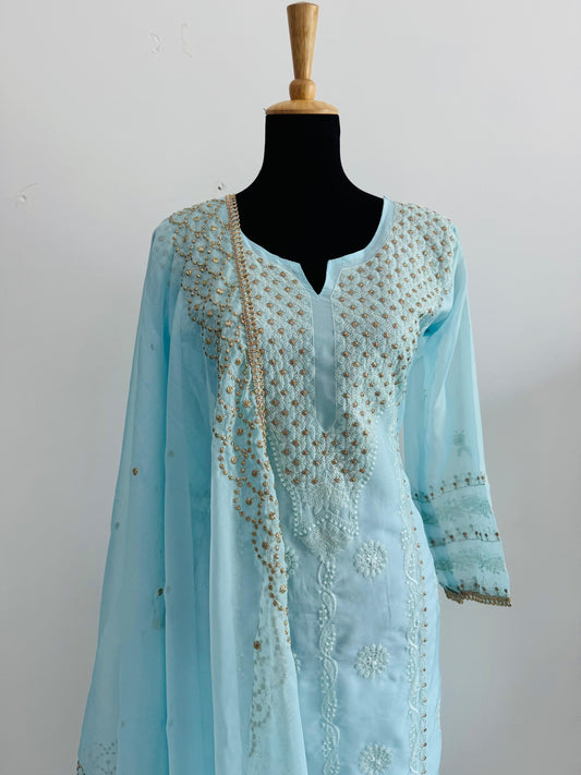 Tabby Organza Embroidered 3-Piece Suit with Dupatta