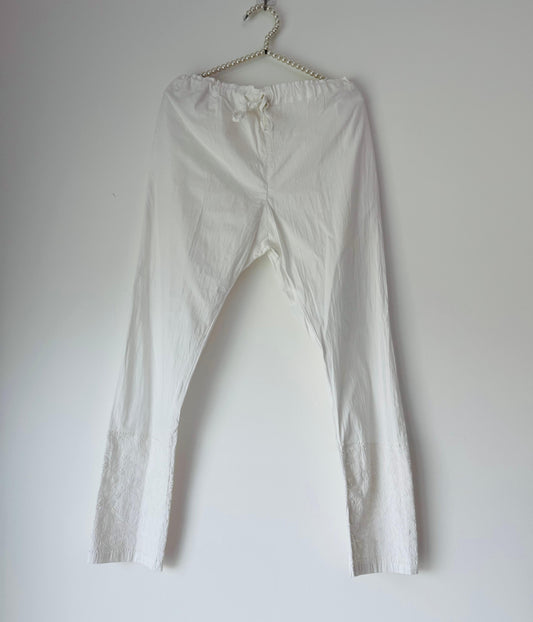 Cotton Straight Pants with Handmade Chikankari