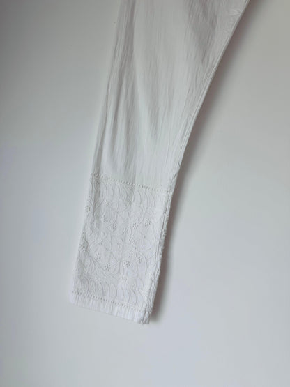 Cotton Straight Pants with Handmade Chikankari