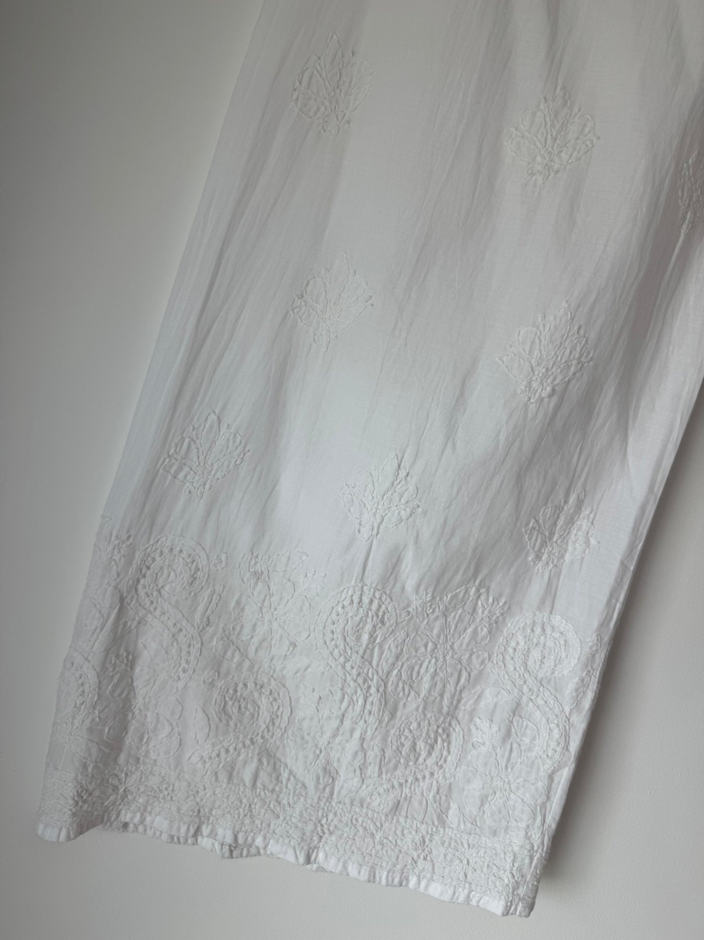 Cotton Straight Palazzo with Handmade Chikankari