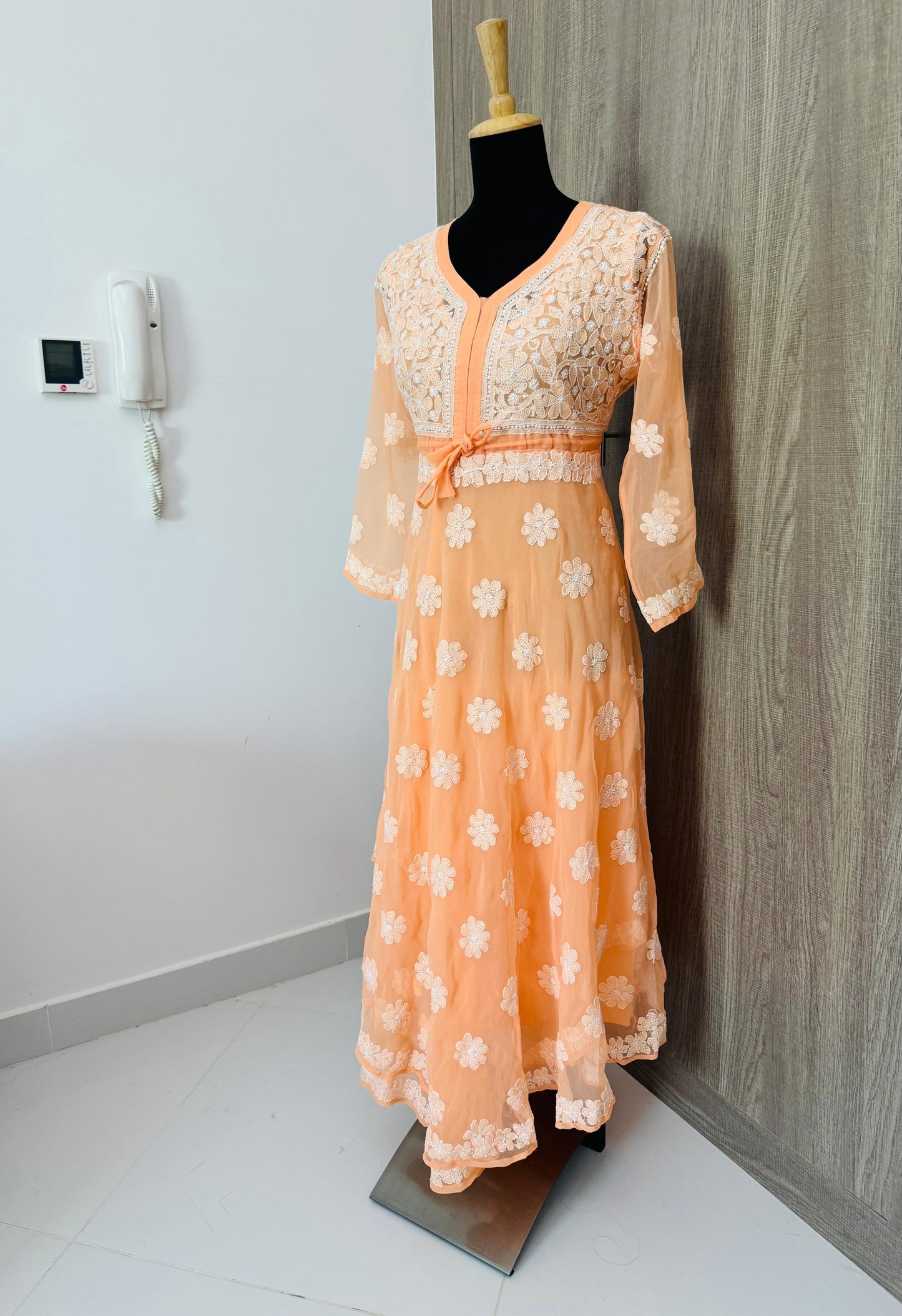 Handmade Chikankari Georgette Anarkali with Inner