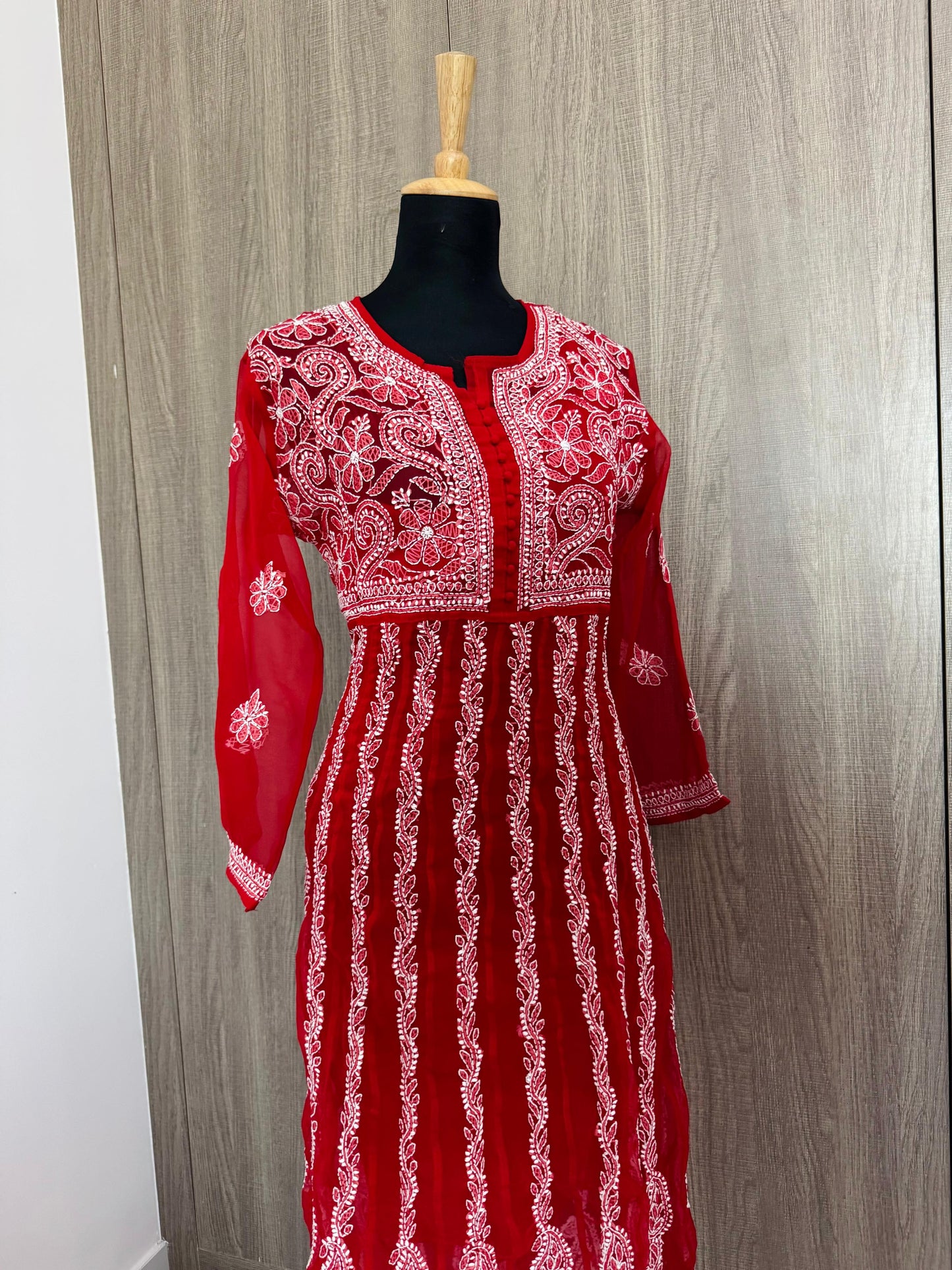 Handmade Chikankari Georgette Anarkali with Inner