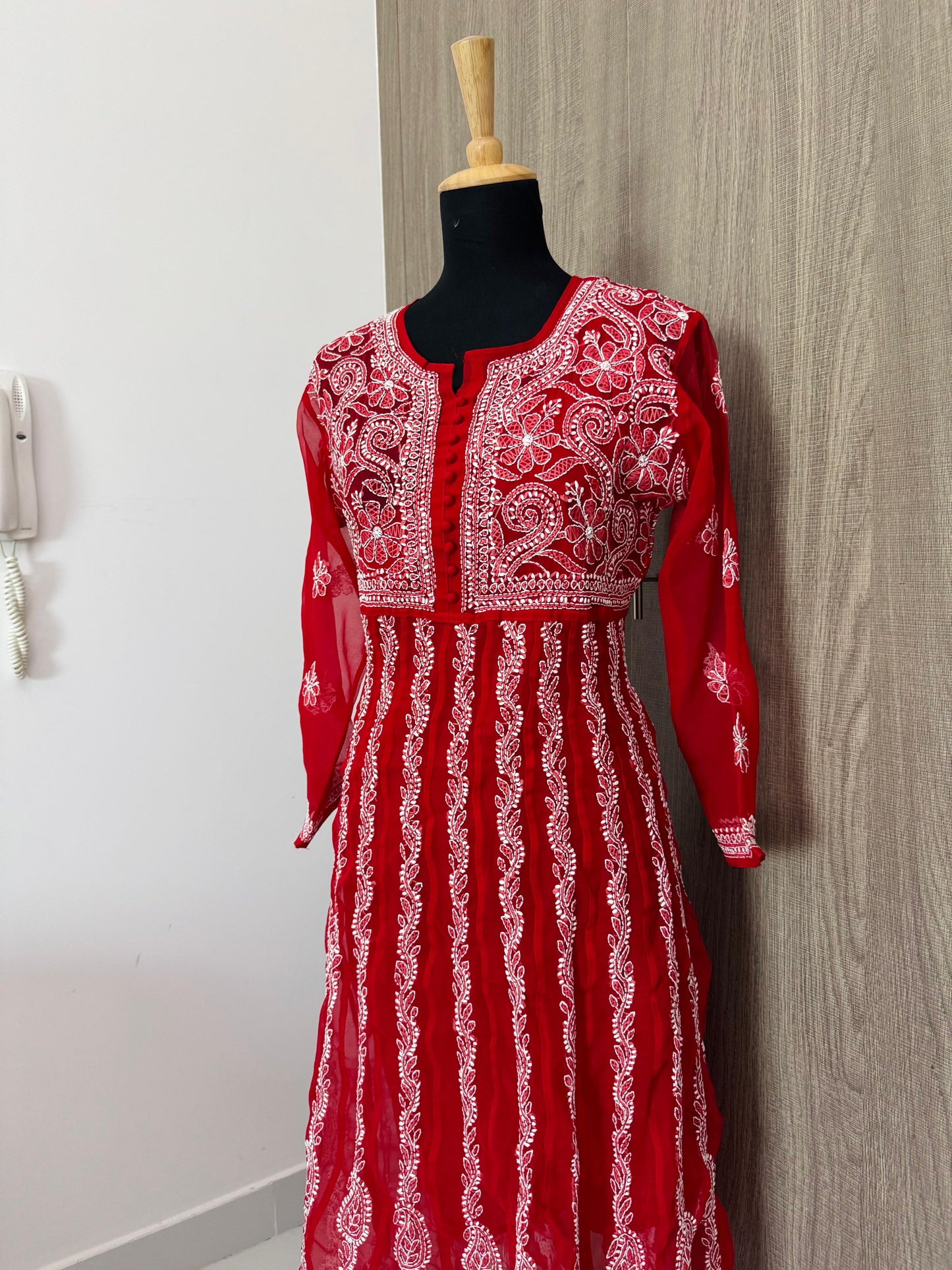 Handmade Chikankari Georgette Anarkali with Inner