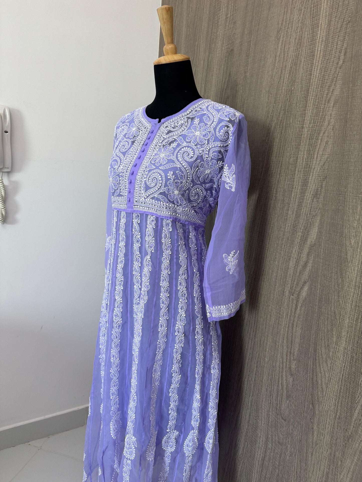 Handmade Chikankari Georgette Anarkali with Inner