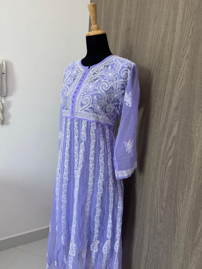 Handmade Chikankari Georgette Anarkali with Inner