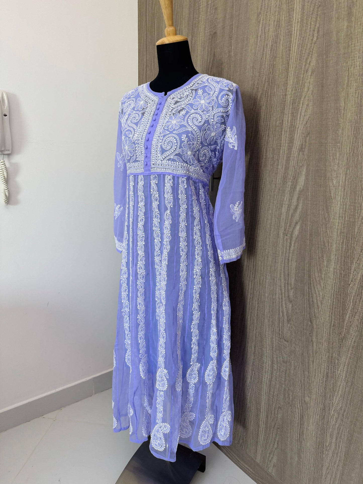 Handmade Chikankari Georgette Anarkali with Inner