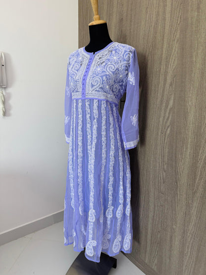Handmade Chikankari Georgette Anarkali with Inner