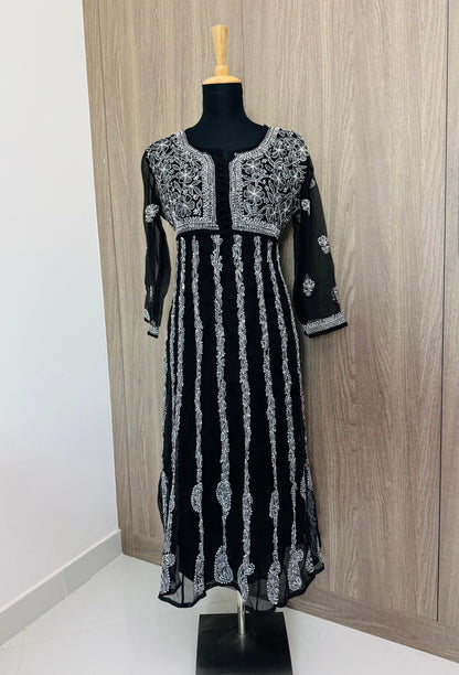 Handmade Chikankari Georgette Anarkali with Inner