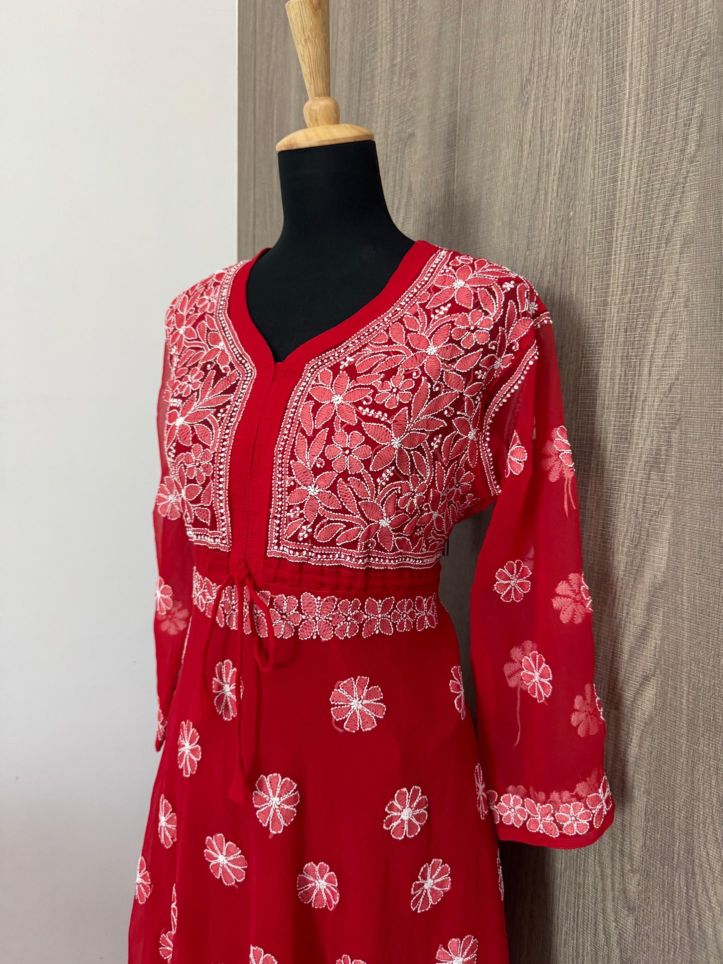 Handmade Chikankari Georgette Anarkali with Inner