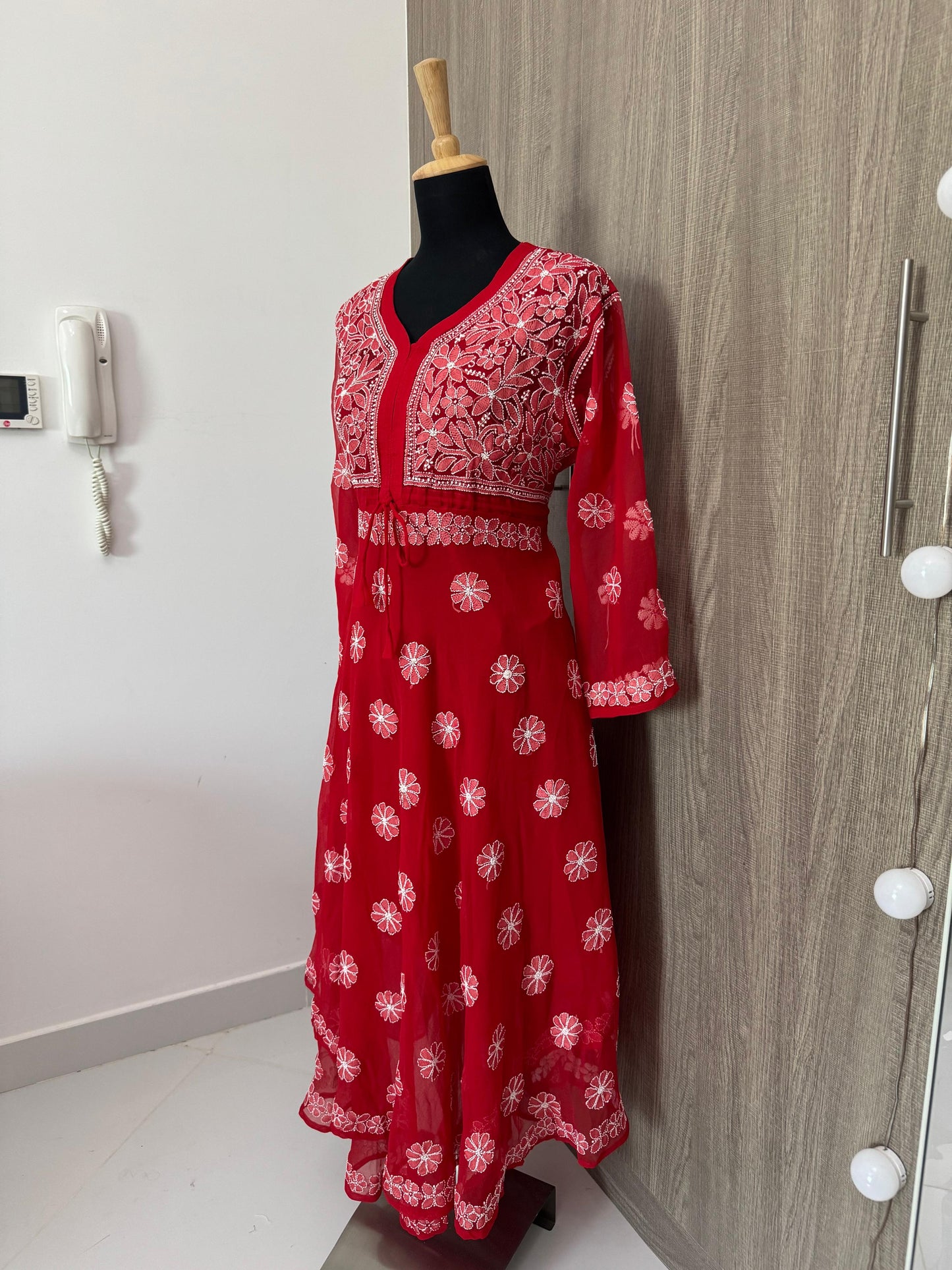 Handmade Chikankari Georgette Anarkali with Inner
