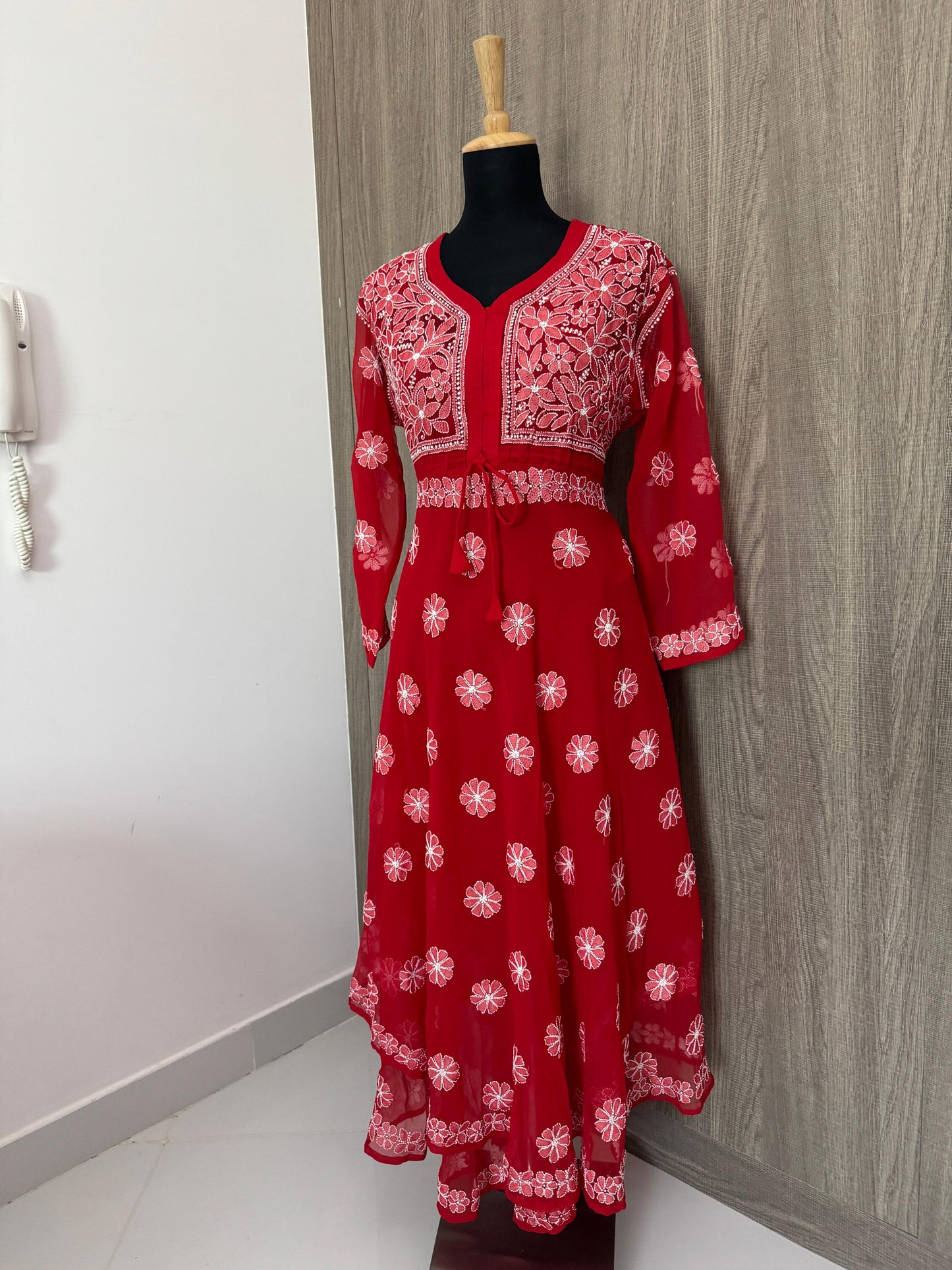 Handmade Chikankari Georgette Anarkali with Inner