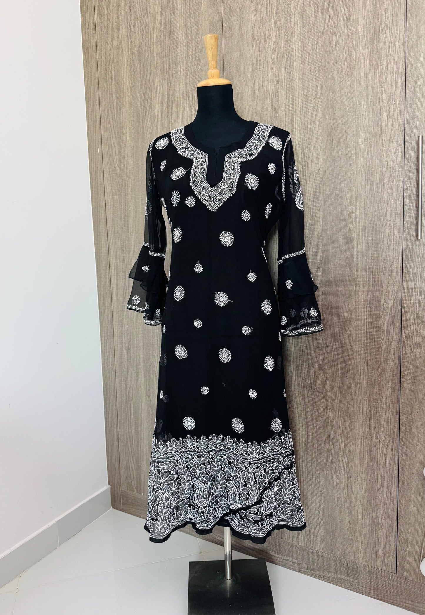Handmade Chikankari Georgette Anarkali with Inner