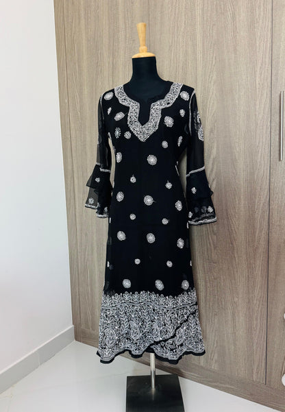 Handmade Chikankari Georgette Anarkali with Inner