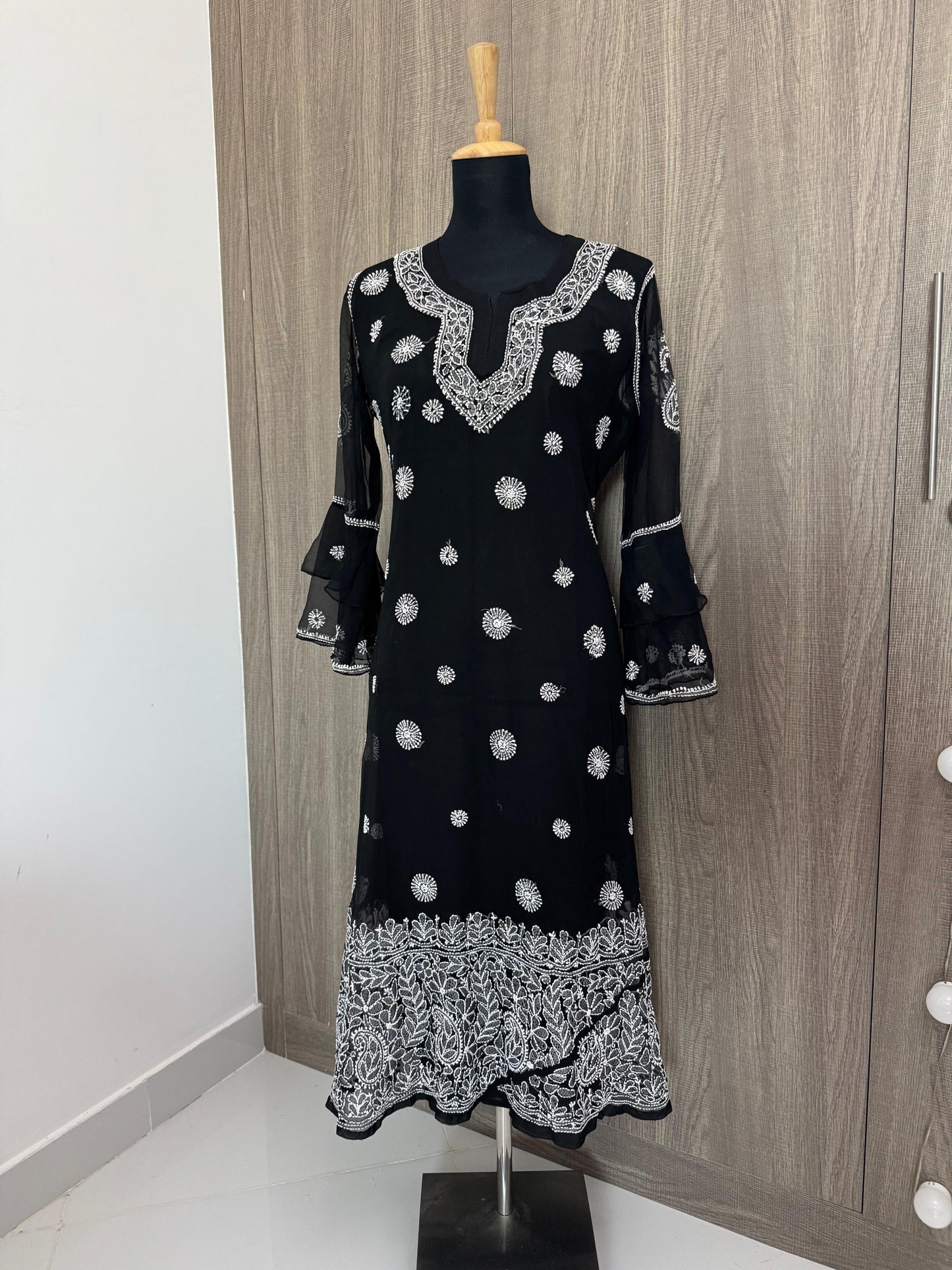 Handmade Chikankari Georgette Anarkali with Inner