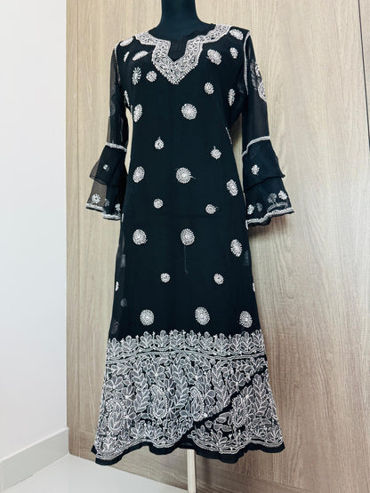 Handmade Chikankari Georgette Anarkali with Inner