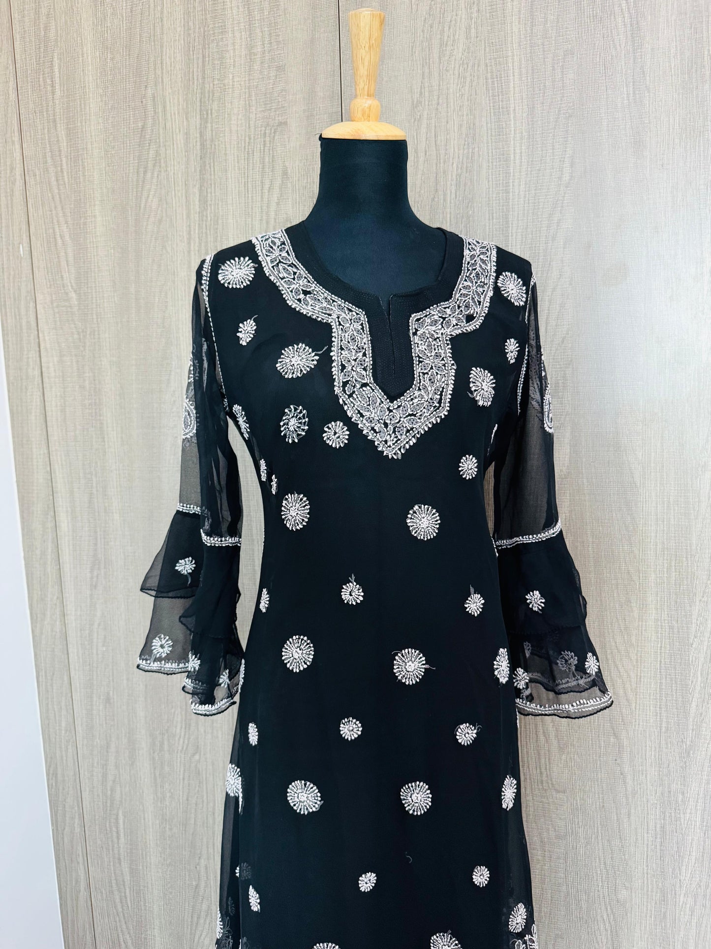 Handmade Chikankari Georgette Anarkali with Inner