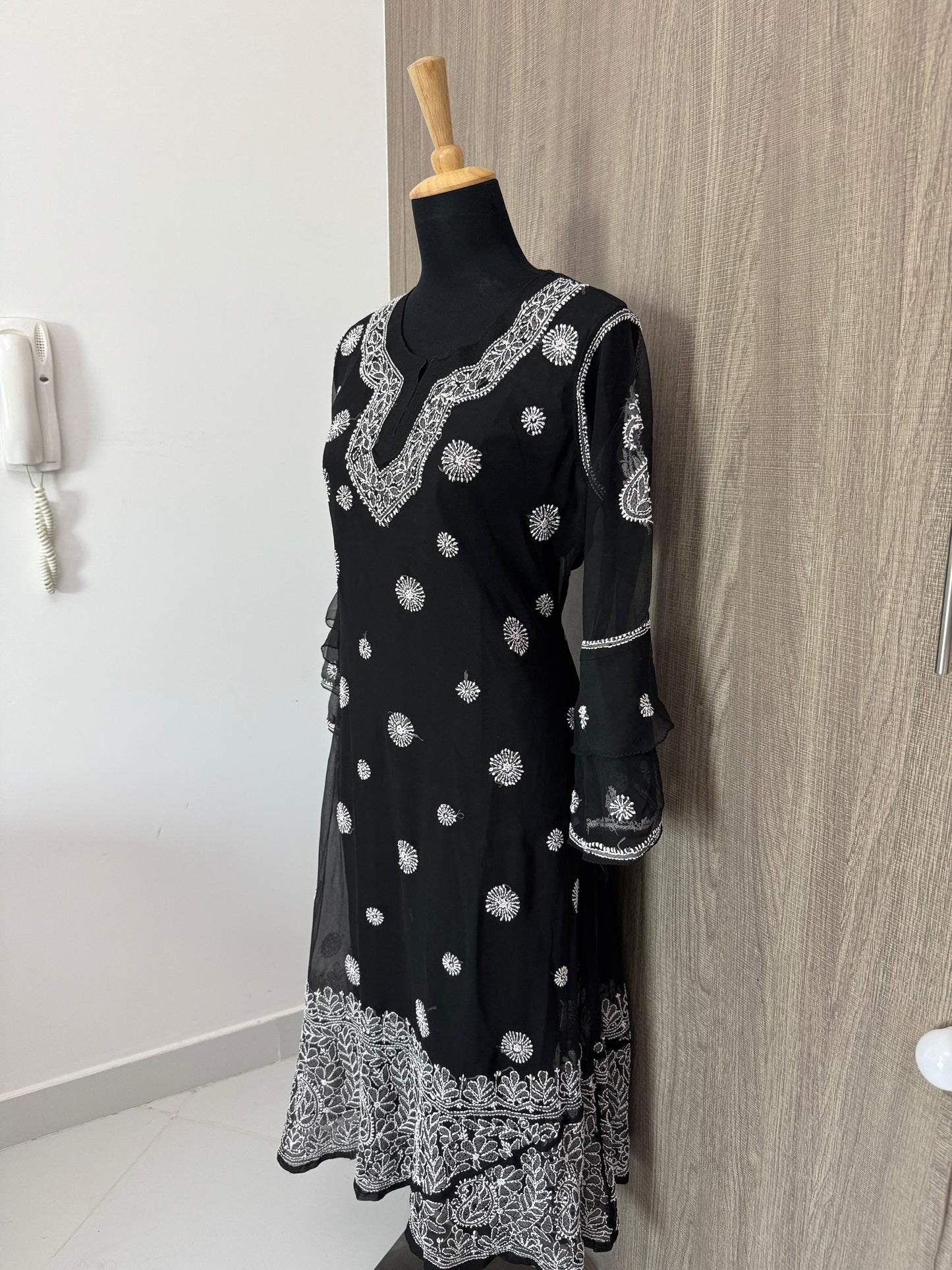 Handmade Chikankari Georgette Anarkali with Inner