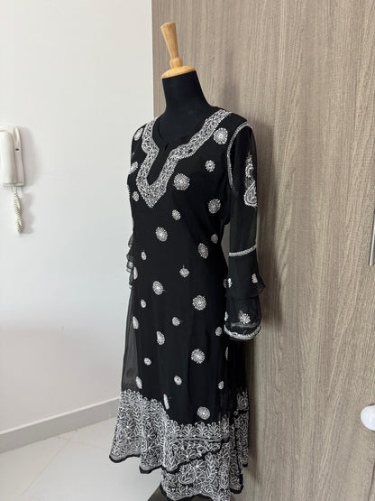 Handmade Chikankari Georgette Anarkali with Inner