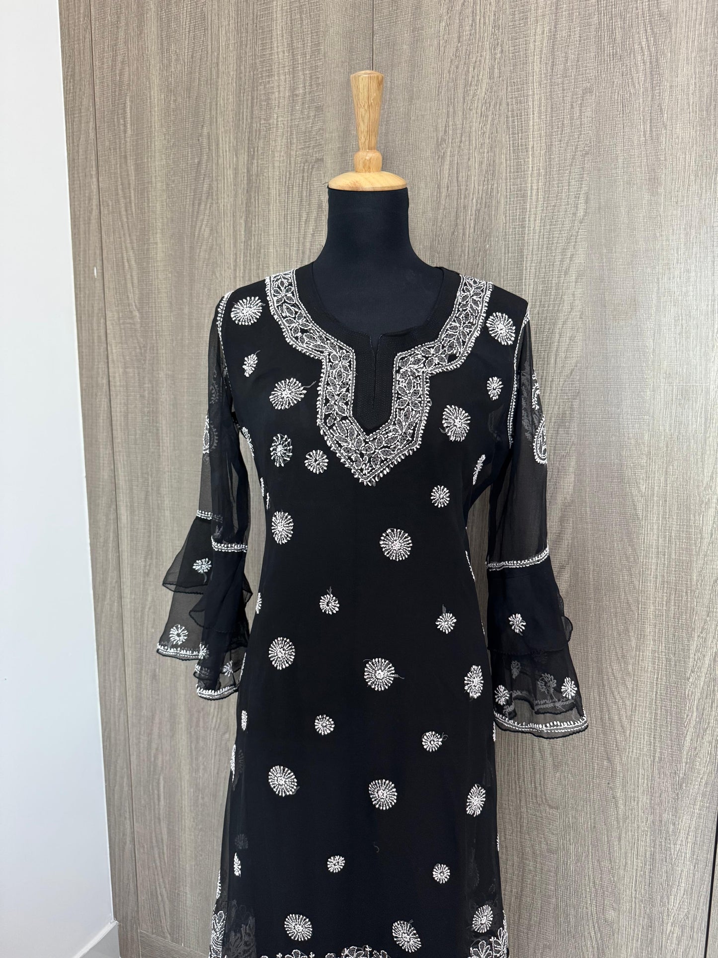 Handmade Chikankari Georgette Anarkali with Inner