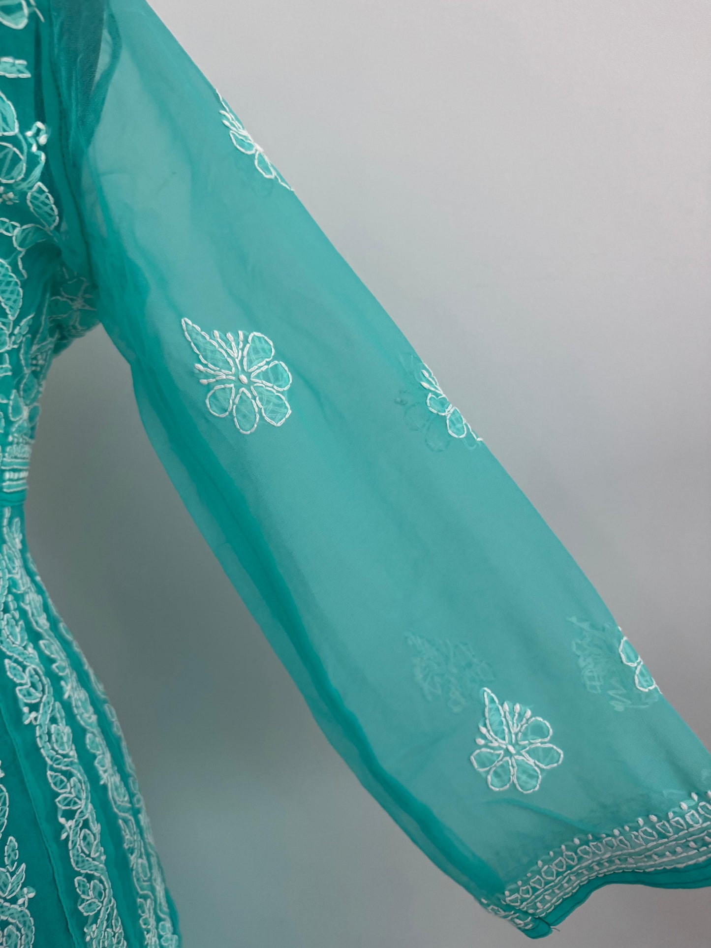 Handmade Chikankari Georgette Anarkali with Inner