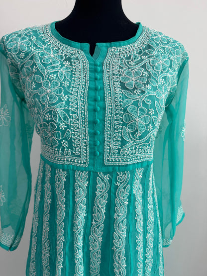 Handmade Chikankari Georgette Anarkali with Inner