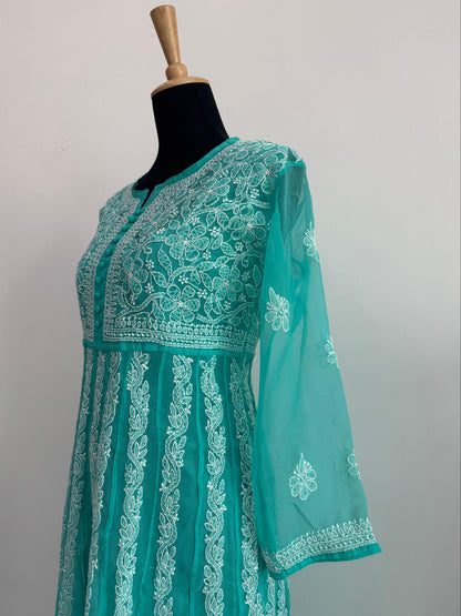 Handmade Chikankari Georgette Anarkali with Inner