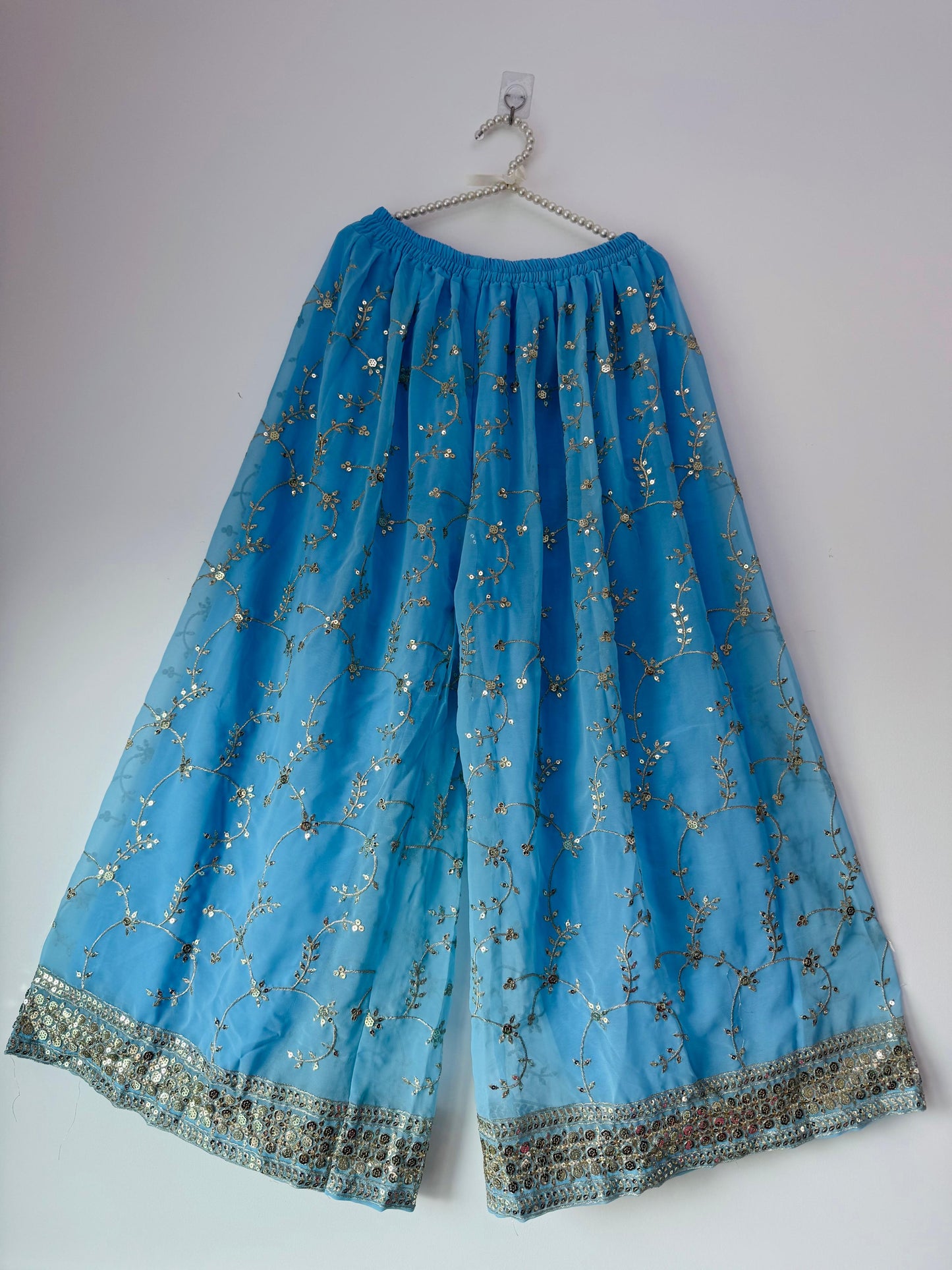 Embroidered Georgette Top, Palazzo & Dupatta