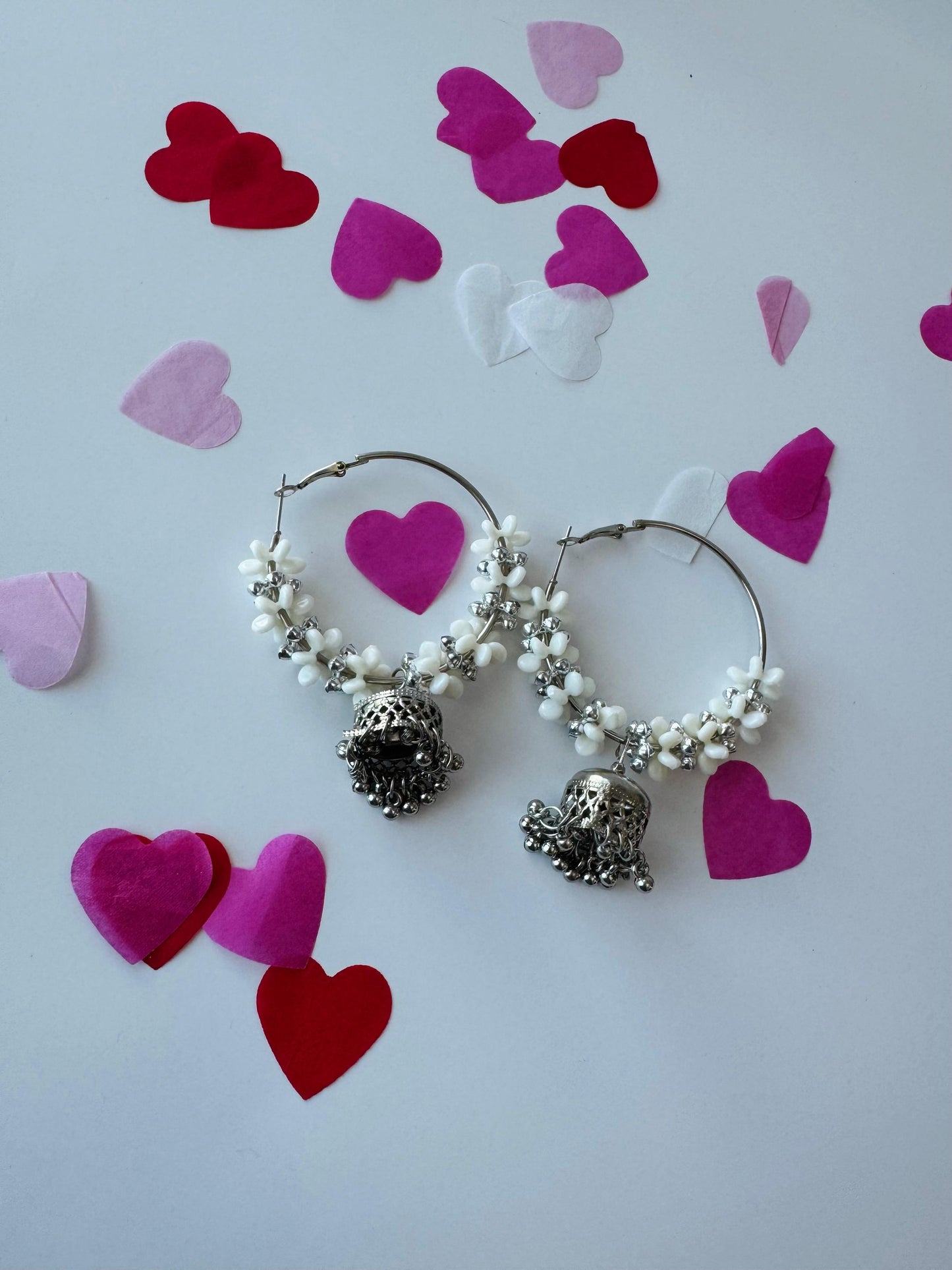 White Mogra Baliya Earrings | Premium Floral Ethnic Jewelry