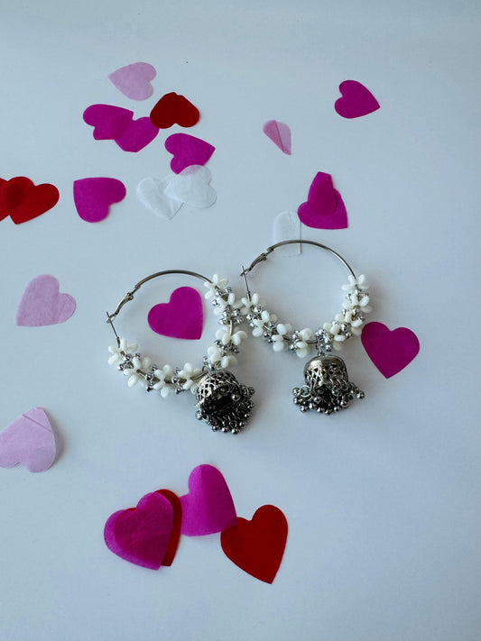 White Mogra Baliya Earrings | Premium Floral Ethnic Jewelry