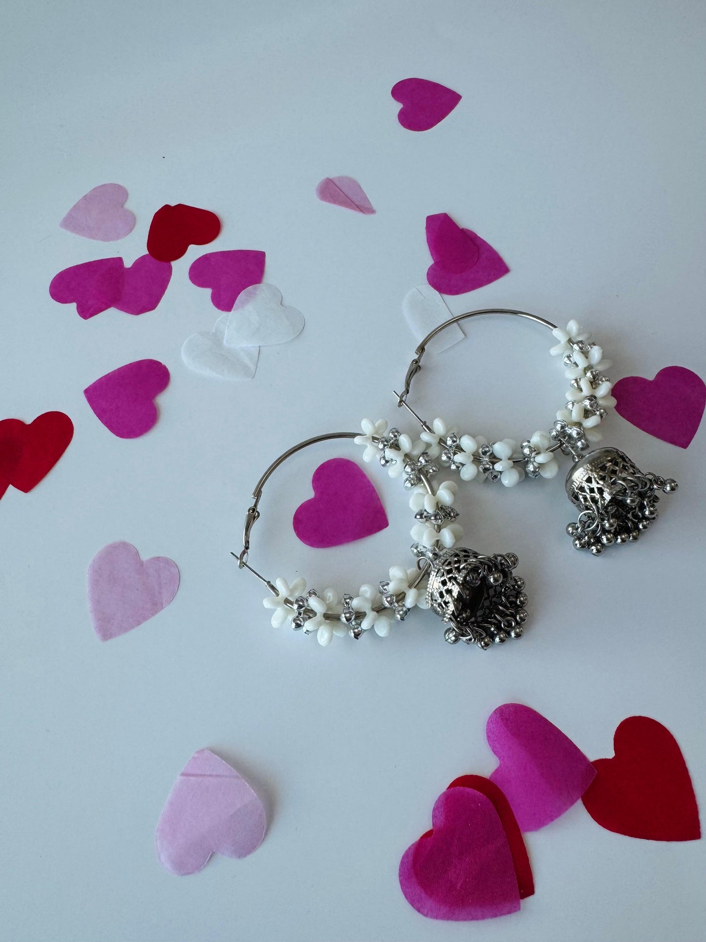 White Mogra Baliya Earrings | Premium Floral Ethnic Jewelry