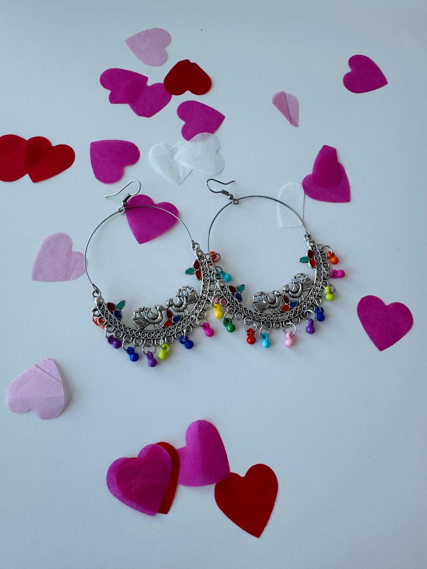 Multi-Color Pearl Bali Earrings | Premium Ethnic Hoop Jewelry