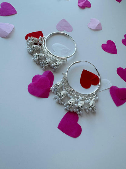 White Pearl Jhumki Bali Earrings | Premium Ethnic Jingle Jewelry